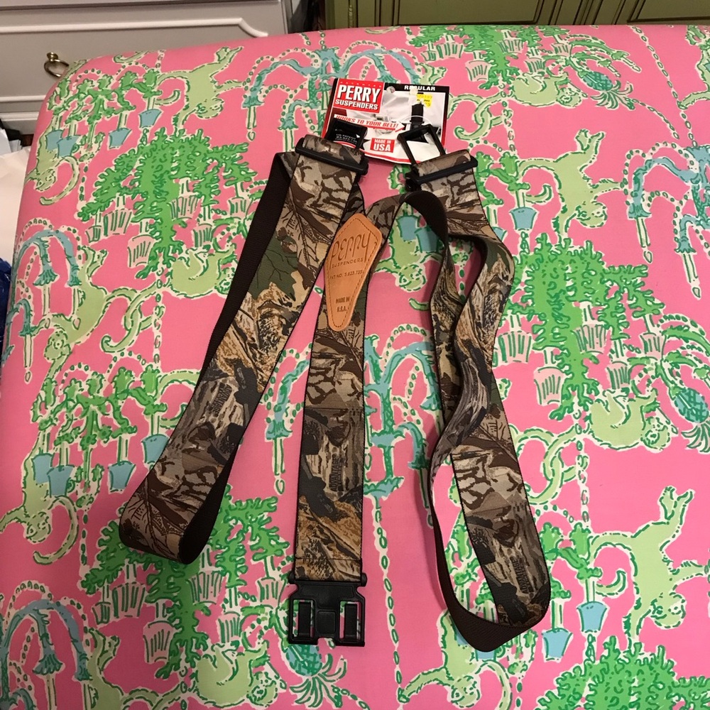 Perry suspenders regular Green & Brown Camo suspenders